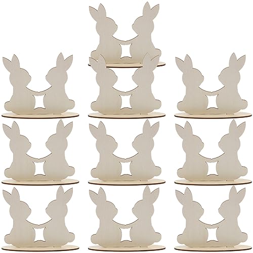Alipis Osterhasen-Ausschnitte 10 Stück Holzdekor Bastelornamente Holzscheiben-Ornamente Osterdeko für Den Schreibtisch Dekorative Dekorationen von Alipis