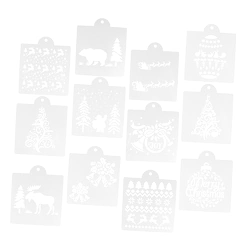 Alipis 12 Stück Teiliges Weihnachtskuchen Prägemuster Vielseitige Cake Embossing Mold Schablonen DIY Tortendekoration mit Feinen Details Glatten Kanten für Festliche Backprojekte und von Alipis