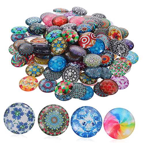 Alipis 120 Stück Cabochons im Gemischten Stil Runde Glassteine für DIY Schmuckprojekte Vielseitige Bastelzubehörteile für Ohrringe und Schlüsselanhänger von Alipis