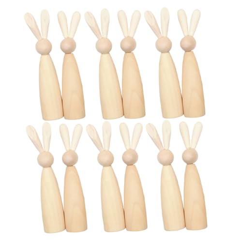Alipis 12-teiliges Set Aus Holzhasen- Natürliches Holz Unbehandelte Peg-puppen Für Bastelspielzeug Ostern Heimdekoration Alipis 12-teiliges Set Aus Holzhasen- Natürliches Holz Unbehandelte Peg-puppen Für Bastelspielzeug Ostern Heimdekoration von Alipis