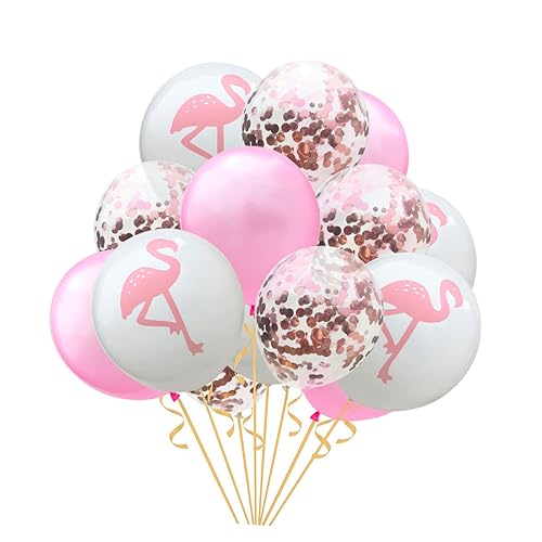 Alipis 15st Luftballons Mit Konfetti Vorschlagsballons Flamingo-ballon Latexballon Hochzeitsballons Hawaii-ballon Partyballons Schmücken Roségold von Alipis