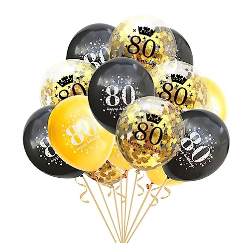 Alipis 15st Partyballons 80 Zahlenballons Geburtstag Buchstabenballons Metallische Luftballons Schwarze Zierleiste Schwarze Luftballons Buchstabe Ein Ornament Goldrand Emulsion Konfetti von Alipis