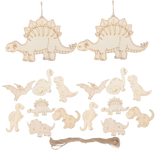 Alipis 16 Stück Teiliges Holzanhänger Dinosaurier Handliche Holzscheiben zum Bemalen Niedliche Karton Dino Motive Robuste DIY Bastelstücke für Kinderzimmerdeko und Geschenkgestaltung von Alipis