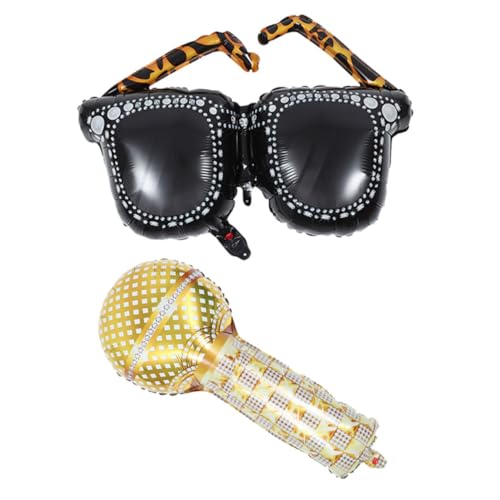 Alipis 1Satz Aluminiumfolienballons für Retro Party Dekoration Mikrofon Glänzende Leopardenbrille Geburtstagsfeiern und Kreative und Auffällige von Alipis