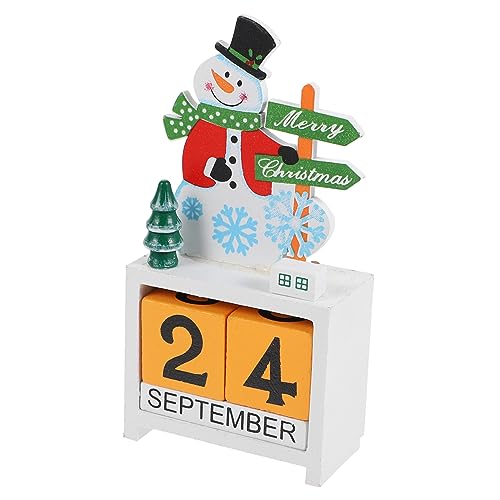 Alipis 1Stück Weihnachtskalender Aus Holz Dekorativer Schreibtischkalender Im Schneemann Design Für Festliche Dekoration Home Bar Und Hotel von Alipis