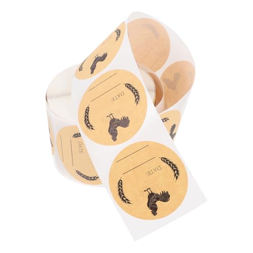 Alipis 1rolle Runde Kraftpapier-etiketten Für Eierkartons Selbstklebende Beschriftungsaufkleber Für Frische Eier Für Farm Küchenverpackungen Teiliges von Alipis