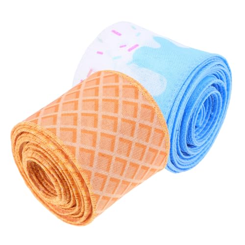 Alipis 2 Rollen Eiscreme Motiv Geschenkband Yards Drahtkante DIY Bastelband für Geschenkverpackung Hochzeitssträuße Partydekorationen von Alipis