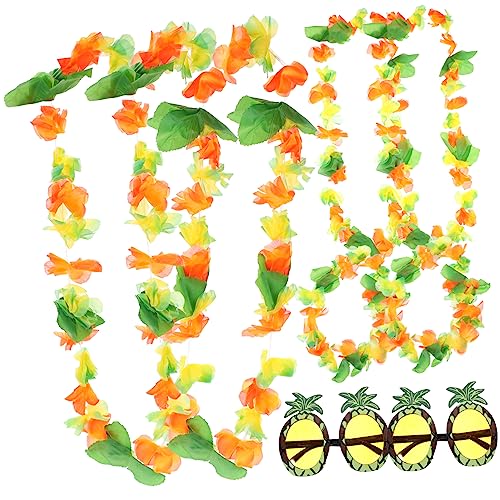 Alipis 2 Sätze Hawaiianische Party Requisiten mit Blumenkranz und Ananas Sonnenbrille für Strand und Kostümpartys Leicht und Tragbar für Erwachsene von Alipis