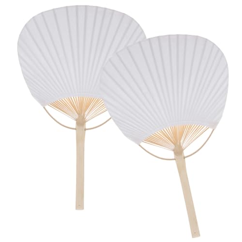 Alipis 2 Stück DIY Papierfächer Blanko Handfächer aus Papier mit Bambusgriff zum Bemalen Bastelfächer für Sommerfest Hochzeit Dekoration von Alipis