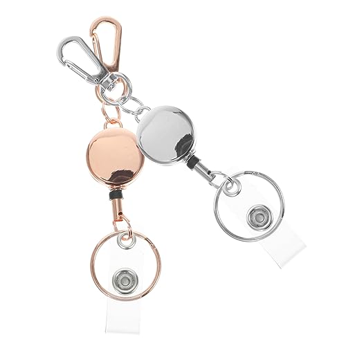 Alipis 2 Stück Einziehbarer Metall Schlüsselanhänger Robuster Ausweishalter mit Rückclip Multifunktionaler für Pflegepersonal und Industrie Praktische Schlüsselrolle Silber und Roségold von Alipis