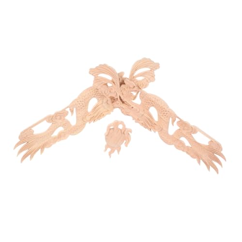Alipis 2 Stück Holzschnitzerei-Dekoration Barockapparat Mantels Kommode Overlay Möbeldekoration Holz geschnitzte Onlays Schrankdekor Eck-Onlay-Applikation tägliche Möbelverzierungen Beige von Alipis