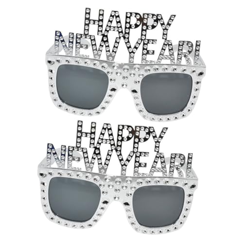 Alipis 2 Stück Lustige Year Party Brille Happy Year aus Stylische Silvesterbrille für Erwachsene Festliches Foto Accessoire und Partydeko Silbernes Design von Alipis