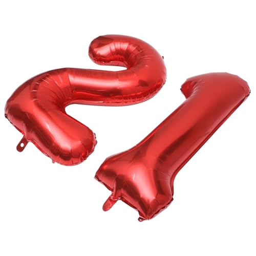 Alipis 2 Stück Rote Zahl Ballons Folienballons für Geburtstagsfeiern Dekorationen für Hochzeiten und Jubiläen Partybedarf mit Nummer für Innen und Außenaktivitäten von Alipis