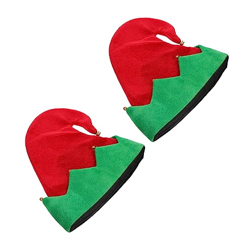 Alipis 2 Stück Weihnachtsmütze mit Elfen Glocken Rote Xmas Party Hüte für Erwachsene und Lustige Cosplay Weihnachts Hüte für Familienfeier und Festtagsdekoration von Alipis