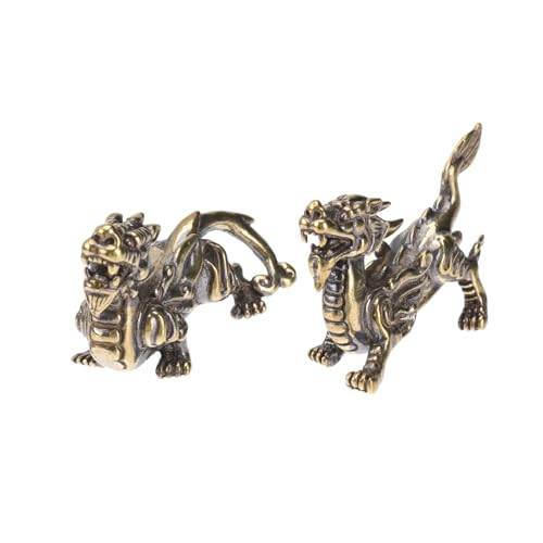 Alipis 2 Stücke Messing Kylin Dekorationen Glücksbringendes Desktop Ornament Kreatives Wohnaccessoire für Zuhause und Büro Handwerkskunst für Stilvolle Inneneinrichtung von Alipis