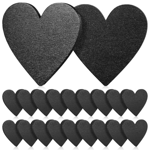 Alipis 20 Stück Herzscheiben aus Holz, Schwarze Herzausschnitte aus Holz für Bastelarbeiten, Rustikale Hochzeitstischdekoration, Tischkarten Und Partydekor (5,1 Cm) von Alipis