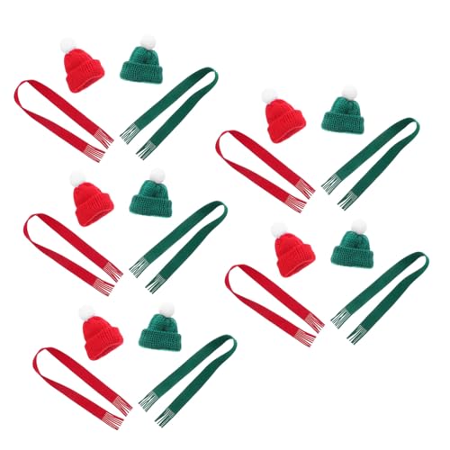 Alipis 20 Stück Teiliges Mini Strick Set mit Weihnachtsmützen und Schals Kleine Santa Hüte aus Weichem Strickstoff Bunte Mini Accessoires für DIY Deko Puppen Schneemann und Weihnachtsbaum von Alipis