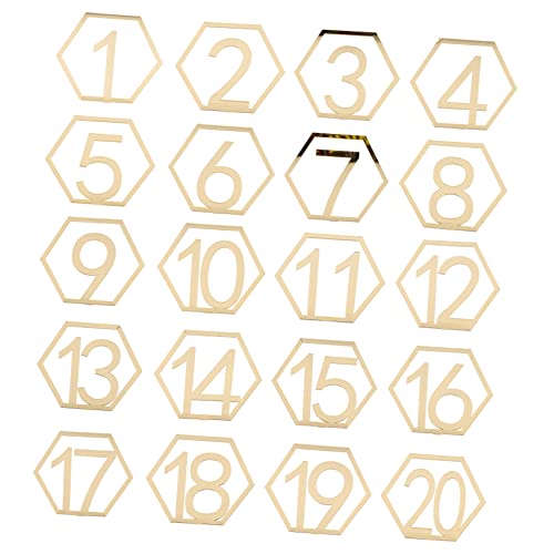 Alipis 20 Stück Teiliges Tischnummern aus Hexagon Form für Hochzeiten und Feiern Dekorative Tischnummern für Hochzeitsempfänge Goldene Tischdekoration Alipis 20 Stück Teiliges Tischnummern aus Hexagon Form für Hochzeiten und Feiern Dekorative Tischnummern für Hochzeitsempfänge Goldene Tischdekoration von Alipis
