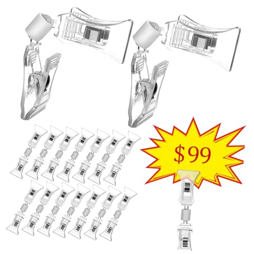 Alipis 20 Stück Transparenter Clip Preisanzeigeclips Etikett Clips Für Warenschilder Groß Doppelt Doppelclip-anzeige Warenschildhalter Name Beidseitig Fan-shop -material von Alipis