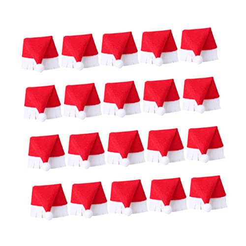 Alipis 20 Stück Weihnachtsmützen Weinglasüberzüge Santa Hut Design für Gläser Flöten Bierflaschen Tischdekoration Festliche Partyaccessoires von Alipis