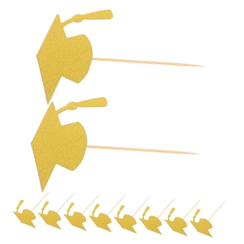 Alipis 24 Stück Kuchendekoration Der Abschlusssaison Glückwunsch Grad Dekorationen Cupcake-topper Mit Abschluss Herzlichen Glückwunsch Cupcake Topper Kuchendeckel Bambus Golden von Alipis