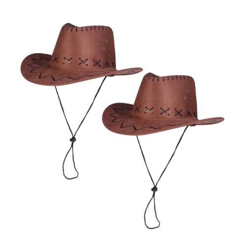 Alipis Kinder-hut-set 2-teilig Western-stil Hüte Mit Verstellbarem Riemen Jungen Und Mädchen von Alipis