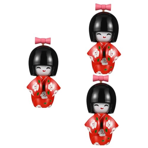 Alipis 3 Stück Japanische Kimono Puppe aus Holz Kunstvolle Japanische Dekoration für Zuhause Handgefertigte und Figur für Präsentation Traditioneller Kultur und Wohnaccessoire von Alipis