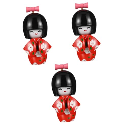 Alipis 3 Stück Japanische Kimono Puppe aus Holz Traditionelles Japanisches Dekorationsstück für Zuhause Handgefertigte Holzfigur mit Lebendigen Farben und Feiner Verarbeitung für der von Alipis