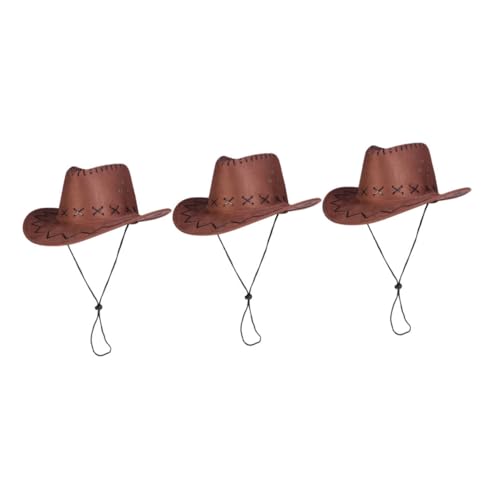 Alipis 3 Stück Teiliges Cowboyhut Verstellbar Western Partyhut Robust Langlebig Modisch für Dress Up und Kostümspiele von Alipis