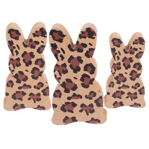 Alipis 3 Stück Teiliges Osterhasen aus im Leopardenmuster Realistische Tischdekoration für Ostern Leichtes Kleines Desktop Ornament für Wohnzimmer und Party Rustikaler Landhausstil von Alipis