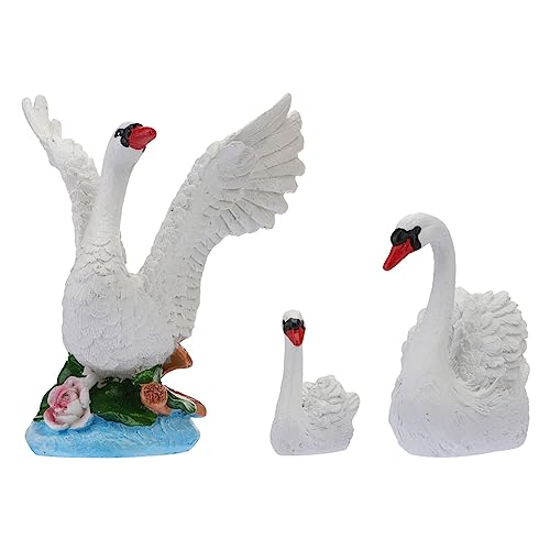 Alipis 3 Stück Teiliges Schwan aus Resin Cartoon Schwan Ornament Mikro Landschaft Desktop Dekoration Langlebig und für Zimmer und Fotografie von Alipis