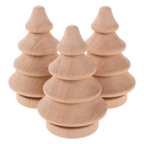 Alipis 3 Stück Weihnachtsbaum-Bastelarbeiten aus Holz, unbehandeltes Holz, Weihnachtsbaumschilder, Tischdekoration, Dekoration für Weihnachten, Bauernhaus, Kamin, Tischplatte, Kaminsims von Alipis