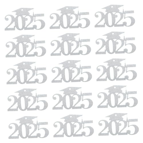Alipis 30 Stück 2025 Stück Papier Stütze Tisch Ausgeschnitten Dekoration Abschluss Schild Gradpartei Diplom Konfetti Grad-cap-ausschnitte Grad Party Etikett Kernstück Silver von Alipis