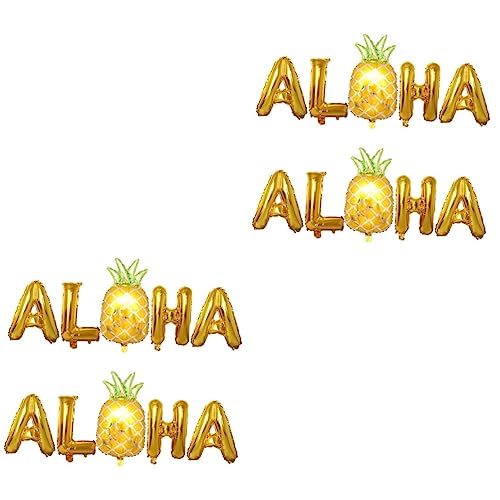 Alipis 4 Sätze Ballon Zubehör Für Die Sommerparty Alphabet-banner Ananas-dekor Hawaiianische Dekorationen Hawaiianische Partydekorationen Schwimmbad Bankett Aluminiumfolie Buchstabe von Alipis