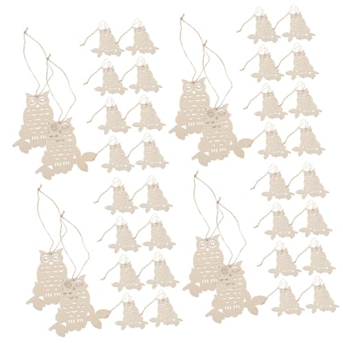 Alipis 4 Sätze Halloween Holzscheiben Diy Katzenohren Holzanhänger mit Jutefaden Unbemalt für Kreative Bastelprojekte und Dekorationen Naturholzfarbe von Alipis