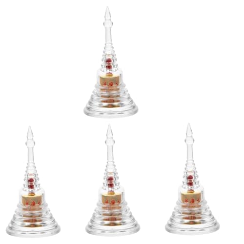 Alipis 4 Stück Kristall-Stupa Schlafzimmerdekor Bürodekorationen büro Dekoration Office Decoration Wohnkultur Vintage-Dekor Chinesisches Pagodenmodell buddhistisches Pagodenhandwerk Turm von Alipis