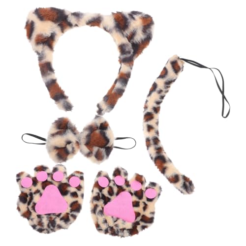 Alipis 4 Stück Leopard Animal Cosplay Set Teilig Plüsch Haarband Handschuhe Weiches Material Verkleidung Party Accessoires für Dress Up Kostüm Alipis 4 Stück Leopard Animal Cosplay Set Teilig Plüsch Haarband Handschuhe Weiches Material Verkleidung Party Accessoires für Dress Up Kostüm von Alipis