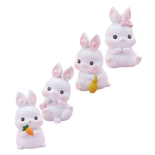 Alipis 4 Stück Osterhasen Kuchendekoration Niedliche Hase Figuren für Geburtstagsfeiern und Fotodekoration Resin Cake Topper mit Verarbeitung von Alipis