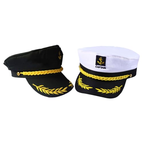 Alipis 4 Stück Teiliges Captain Mütze für Erwachsene Verstellbare Matrosen Kappen in Schwarz und Weiß Atmungsaktive Sonnenhut für Kostüm Yacht und Outdoor Geeignet für Karneval und von Alipis