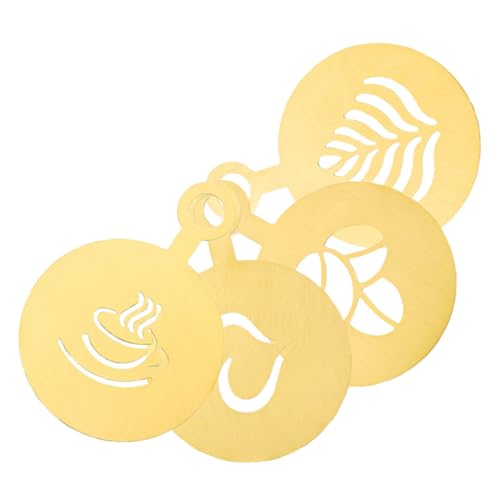 Alipis 4 Stück Teiliges Edelstahl Latte Art Schablonen Präzise Kaffeedeckoration Vielseitig für Cappuccino Kuchen Kekse und Haferflocken mit Praktischem Aufhängeloch Leicht zu Reinigen von Alipis