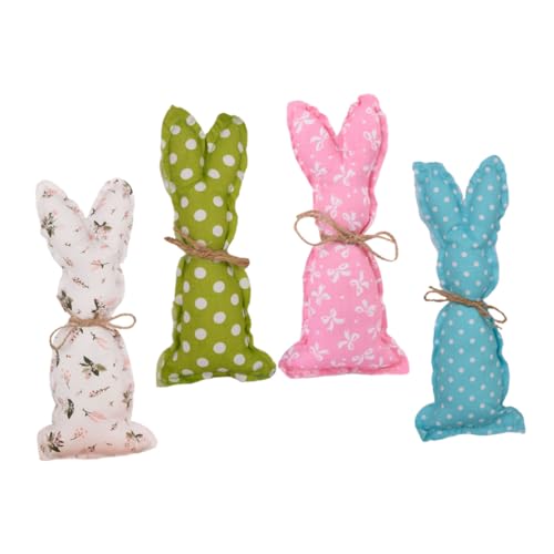 Alipis 4 Stück Teiliges Gefüllte Osterhasen Stoffhasen Frühlingsdekorationen Gemustert für Osterfeier Wohnzimmer Tischdekoration von Alipis