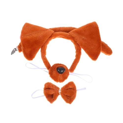 Alipis 4 Stück Teiliges Hunde cosplay Plüschohren Fliege und Nase Verstellbares Stirnband Niedliches Tier accessoire für Damen und Mädchen für Halloween Karneval und Themenpartys von Alipis