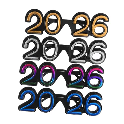 Alipis 4 Stück Teiliges Partybrillen Glitzer Leichte Silvester Brillen für Erwachsene und Foto Requisiten für Neujahrsfeier Festliche Sonnenbrillen für Gruppenbilder von Alipis