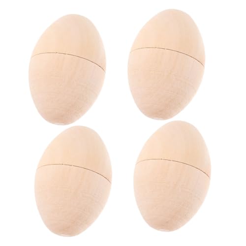 Alipis 4 Stück Unlackierte Holz Ostereier für Diy Handbemalung Eier für Kleine Unbemalte Dekorationen für Basteln zu Ostern von Alipis