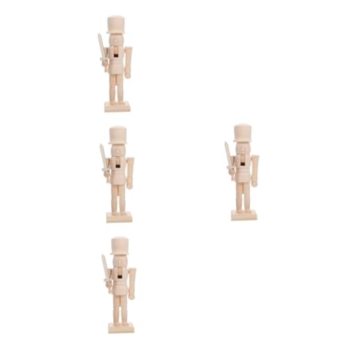 Alipis 4 Stück Unlackierter Holz Soldat DIY Bastelset Holzfigur Weihnachtsdeko Ornamente Stehend Pädagogisch Kreativ von Alipis