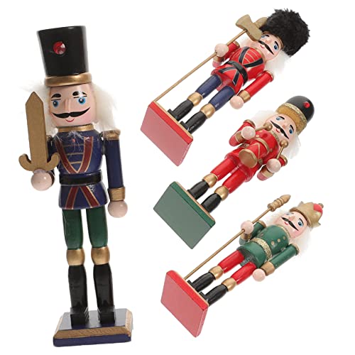 Alipis 4 Stück Weihnachtliche Holzfiguren Set Walnuss Soldat mit Rutschfestem Boden Dekorative Tischdeko für Weihnachten Festliche Holz für Zuhause Hotel von Alipis