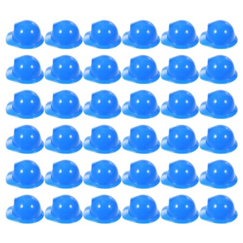 Alipis 40 Stück Miniatur-Bauhut Aus Kunststoff Mini-Konstruktionsspielzeug Winziger Schutzhelm Kleine Tiere Schutzhelm Puppenhüte Kappe Weinflaschenaufsatz Hüte Für Party Blau von Alipis
