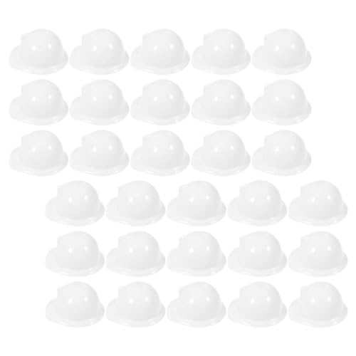 Alipis 40 Stück Miniatur-Bauhut Aus Kunststoff Mini-Konstruktionsspielzeug Winziger Schutzhelm Kleine Tiere Schutzhelm Puppenhüte Kappe Weinflaschenaufsatz Hüte Für Party Weiß von Alipis