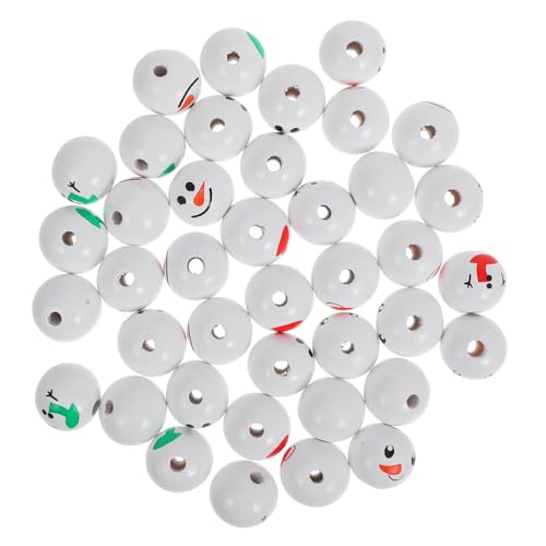 Alipis 40 Stück Schneemann Holzperlen für Diy Bastelarbeiten Weihnachten Dekoration Niedliche Schneemann Figuren Handgefertigte Zubehörteile für Kreative Bastelprojekte und von Alipis