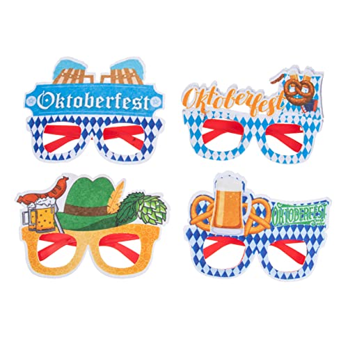 Alipis 4Paare Oktoberfest Partybrillen Teiliges mit Bunten Designs Lustigen Motiven und Einzigartigen Requisiten für Unvergessliche Feiern für Oktoberfest und Partys von Alipis
